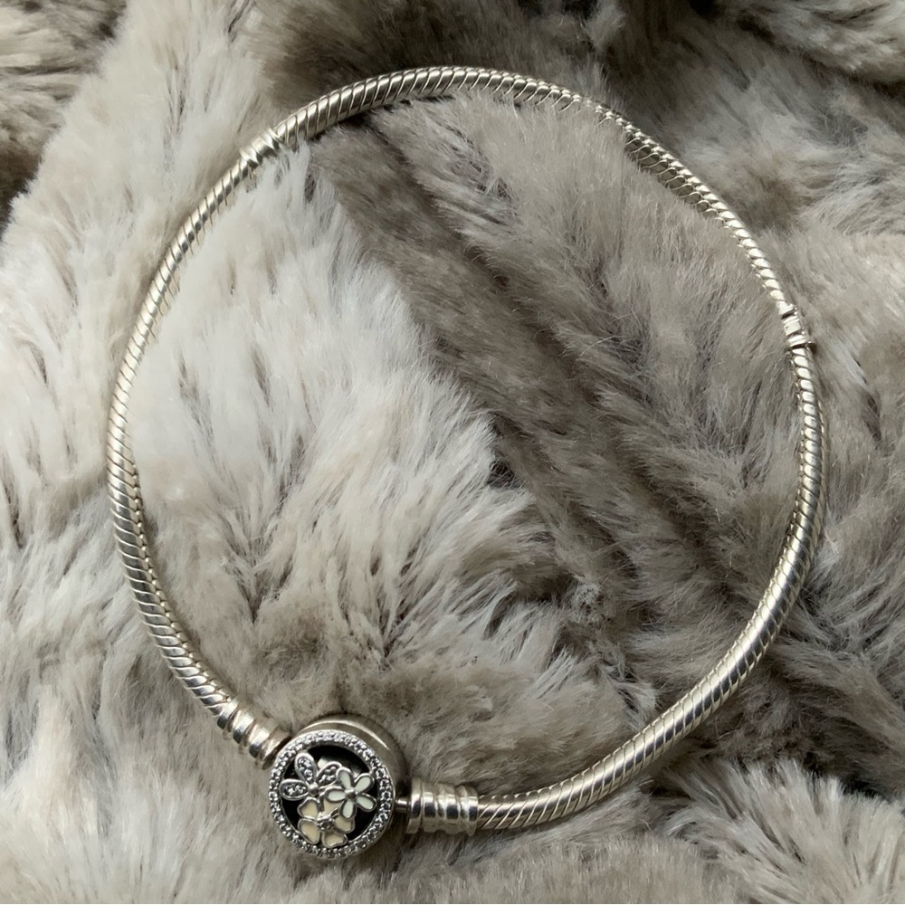 Authentic Pandora Cream Poetic Bloom Snake Chain Bracelet